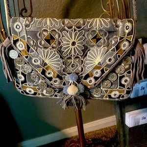 Beautiful grey embroidery bag